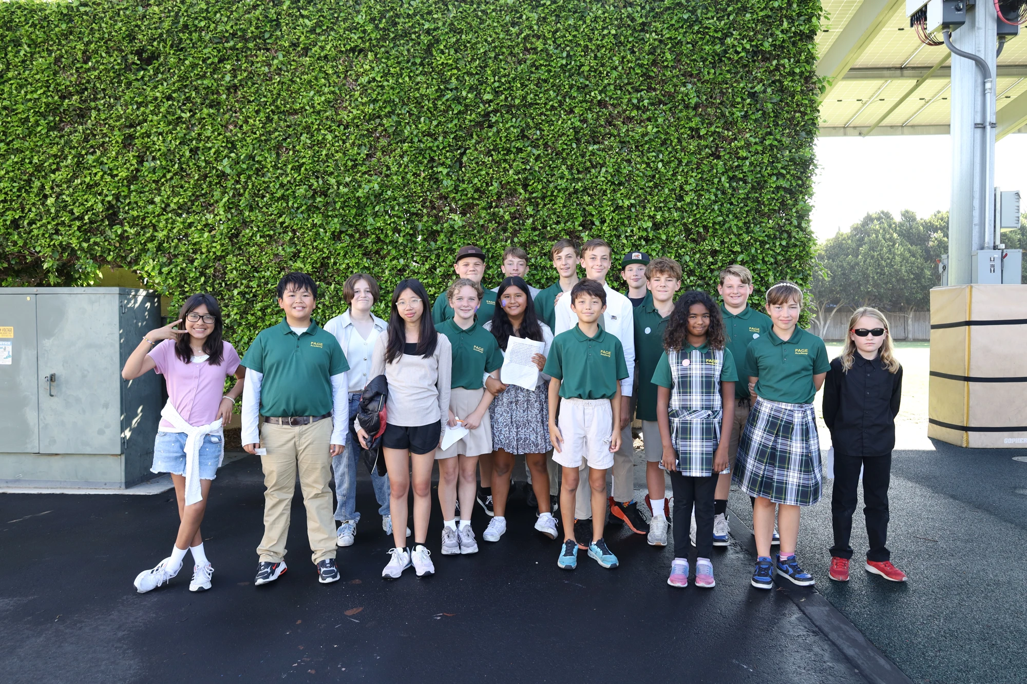 Page Academy middle school students together outside
